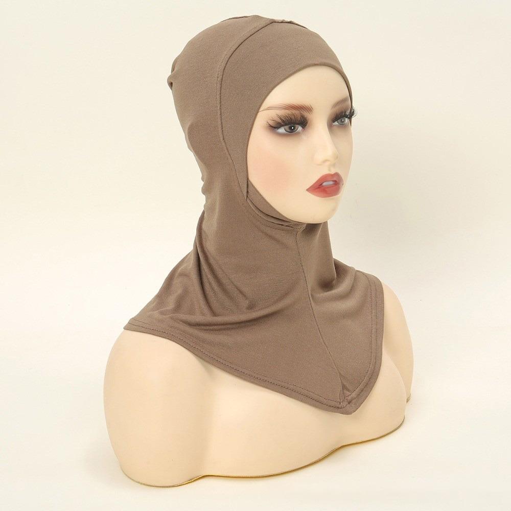 

Comfortable Full Coverage Hijab Caps Cotton Elastic Islamic Bottoming Hat Soft Breathable Skullcap Hair Loss темного кольору хакі