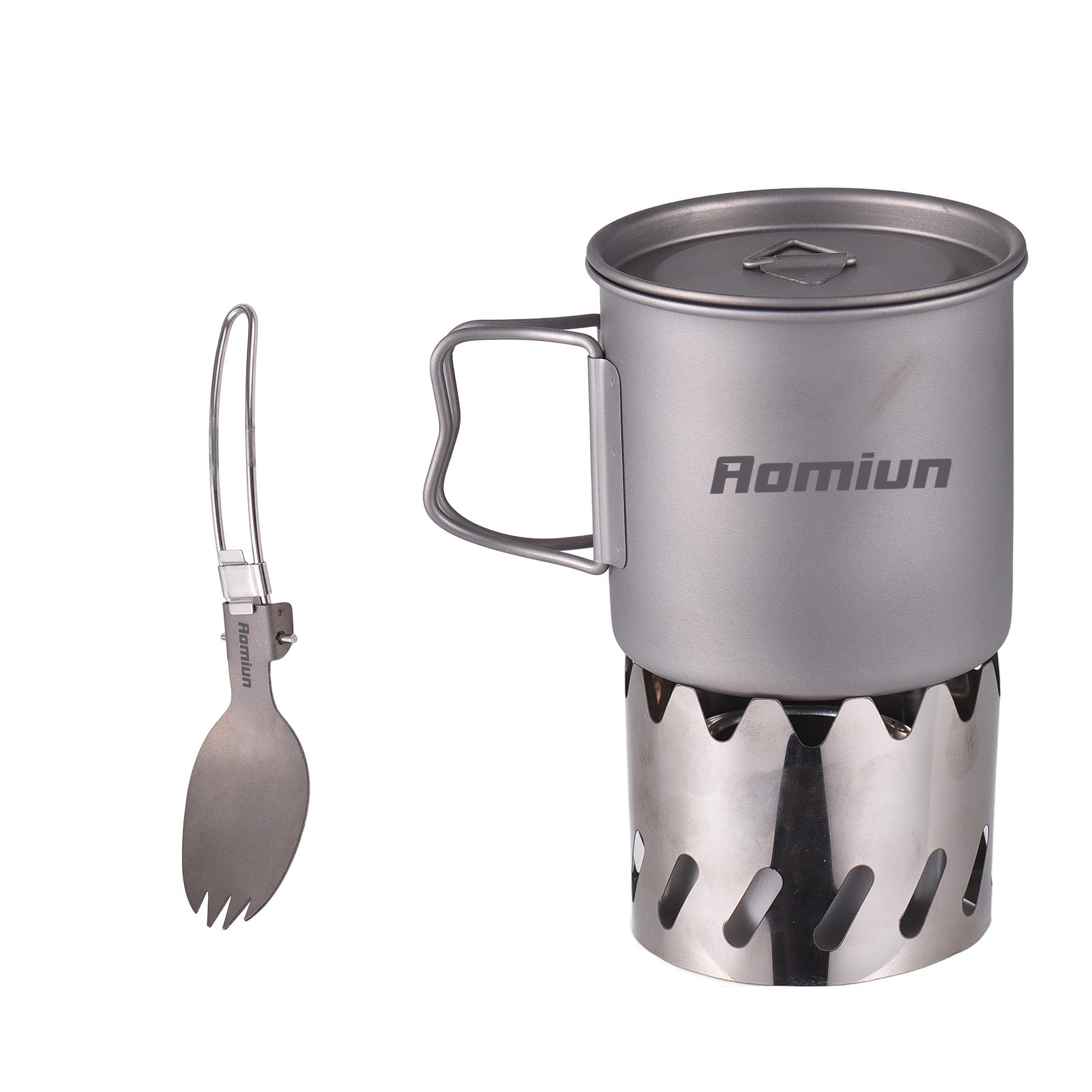 

Набор для приготовления пищи на природе Ti 500 мл чашка вилка ложка спиртовка ветрозащитный экран портативный набор для приготовления пищи на природе