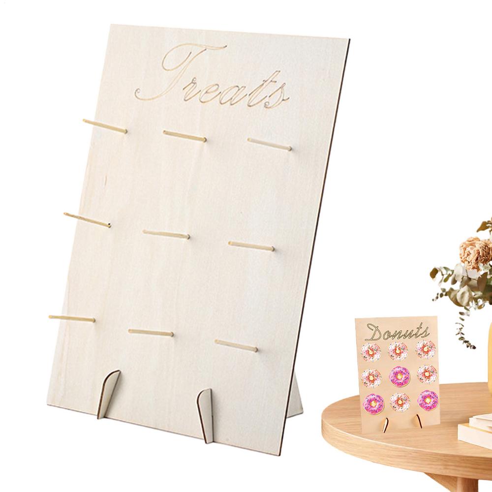 Donut Board Wooden 9-Peg Doughnuts Exhibition Rack Desktop Donut Display Rack For Centerpieces Buffet Cafe Party Wedding