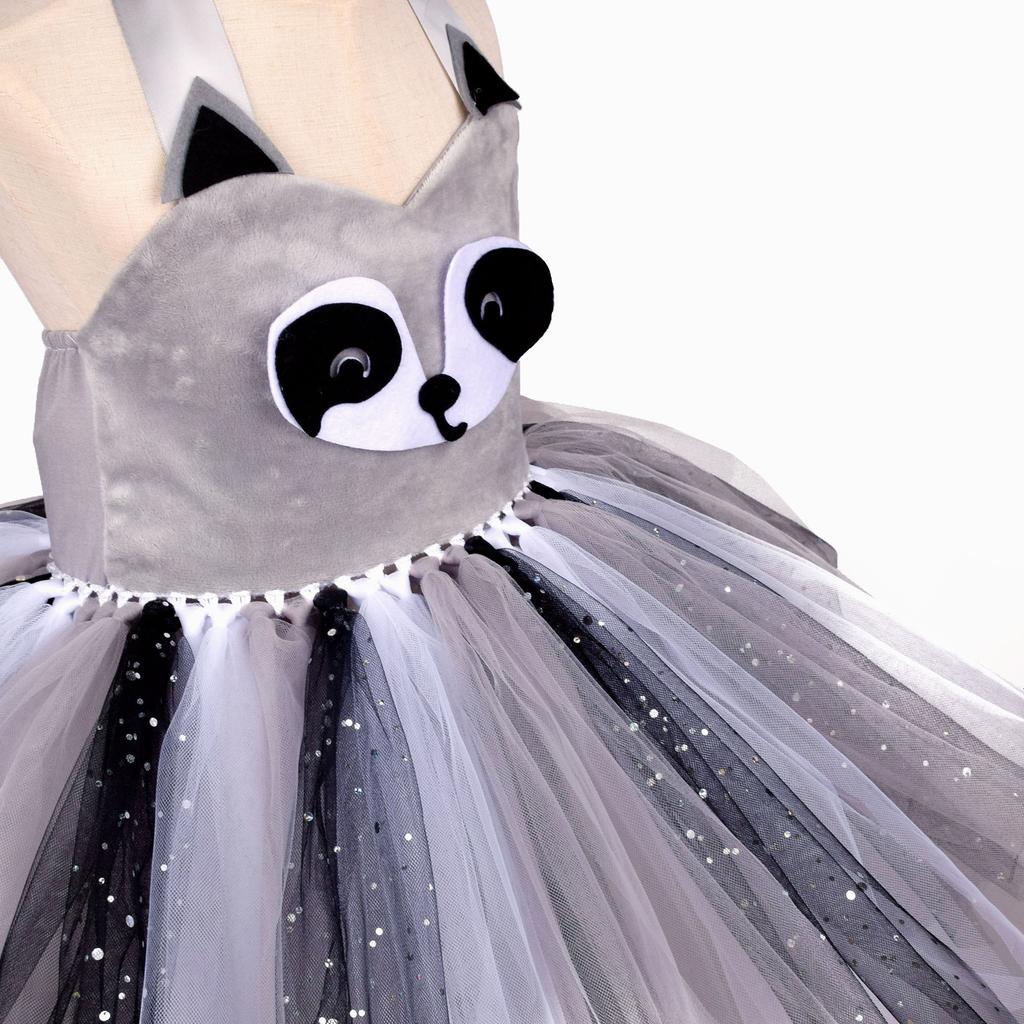 Festival Raccoon Cosplay Costume Girls Annimal Dress Up Tutu Dress Fancy Carnival Birthday Fantasy Children Zoo Vestido