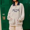 Fila Fleece Pullover Sweatshirt With Letter Print Unisex Sweatshirts Ivory Heather-Gray F11U339201FMG
