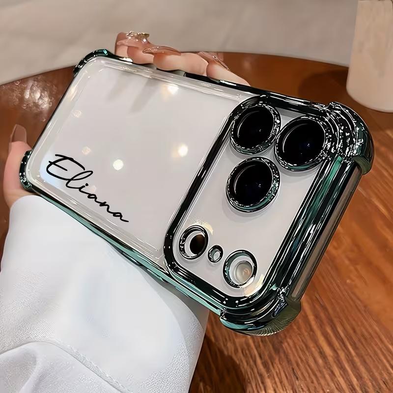 

Personalized Name Personalized Plating Four Corner Anti Drop TPU Phone Case for iPhone 17 16 15 14 13 Pro Max Air For iPhone 13