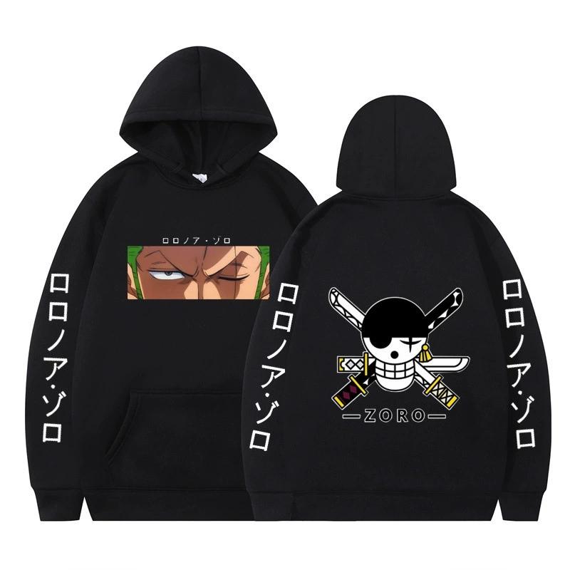 

ONE PIECE Anime Hoodies Autumn Long Sleeve Unisex Roronoa Zoro Pullovers Streetwear Graphic Clothes Sweatshirt M чорний