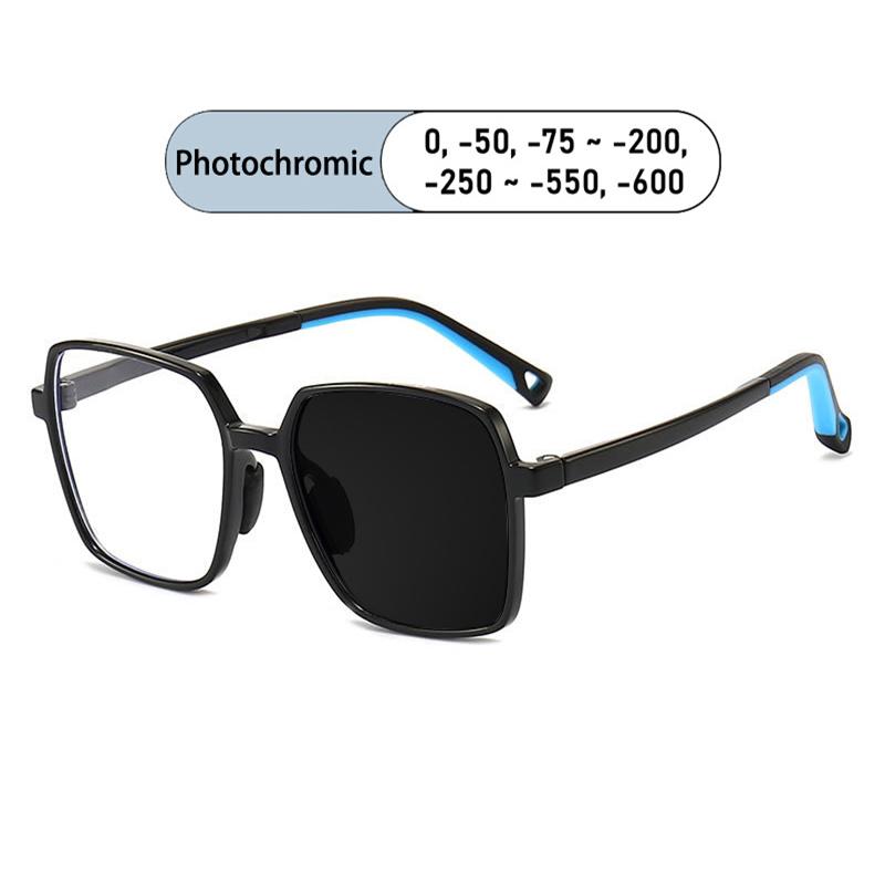 Brand Design Boy Square Large Frame Anti Blue Light Prescription  Myopia Glasses Girls Photochromic Astigmatism Children Eyewear