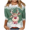 Spring and Autumn Round Neck Christmas Themed Pattern 3D Printed Top Fashionable Casual Long Sleeved Women's T-shirts