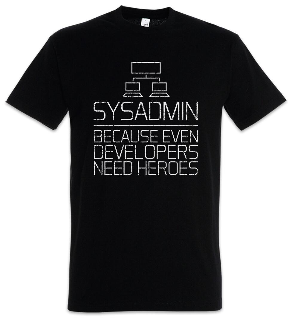 Sysadmin Even Developers Need Heroes Herren T-Shirt Gamer Nerd Geek Games Gaming XXL