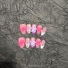 Handmade Press-On Nails With 3D Floral Carving Ombre Effect Almond Shape Removable Women