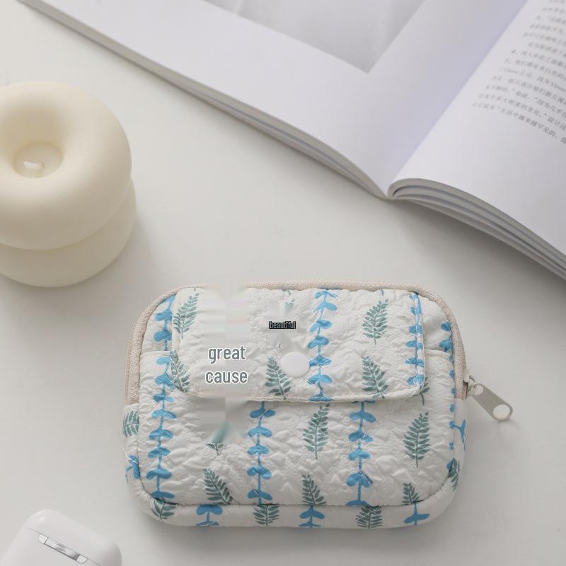 Striped Polka Dot Quilted Cotton Mini Coin and Makeup Purse