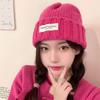 Korean Style Brand Letter Patch Wool Hat for Women Autumn and Winter Japanese Versatile Warm Knitted Hat Couple Student Pullover Hat