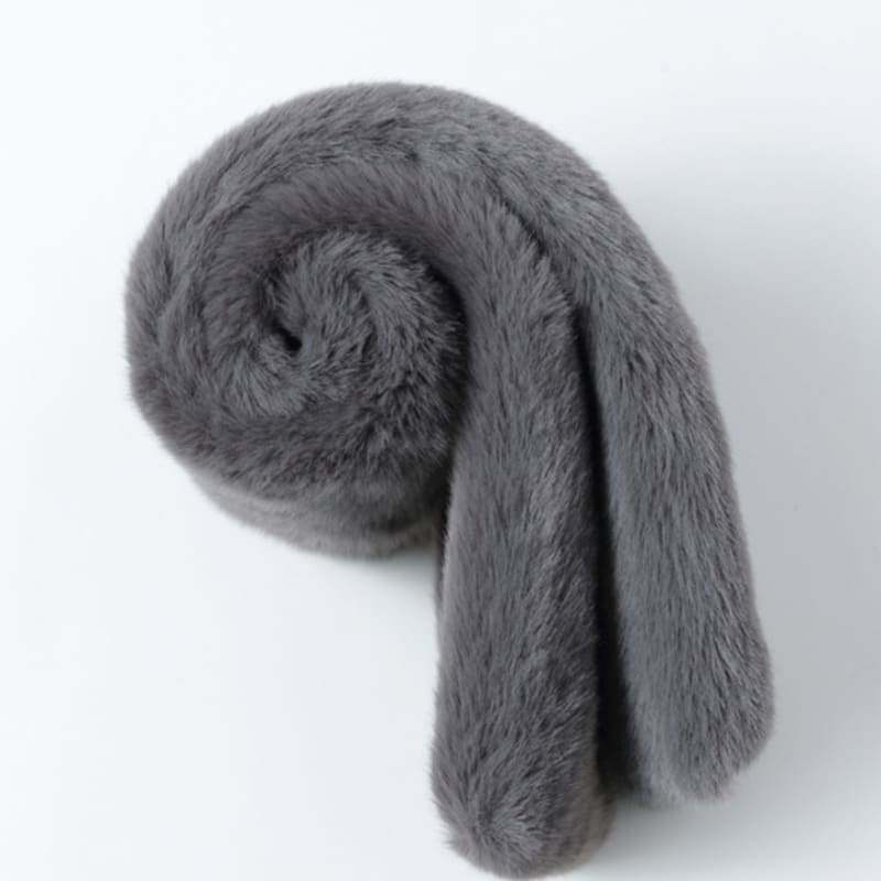 LALA Fur Wide Scarf - D Gray