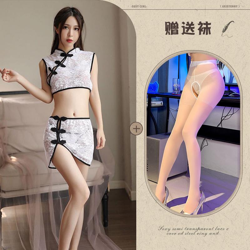 Cheongsam beautiful women sexy underwear lace flower short skirt in ancient clothing split sexy clothes