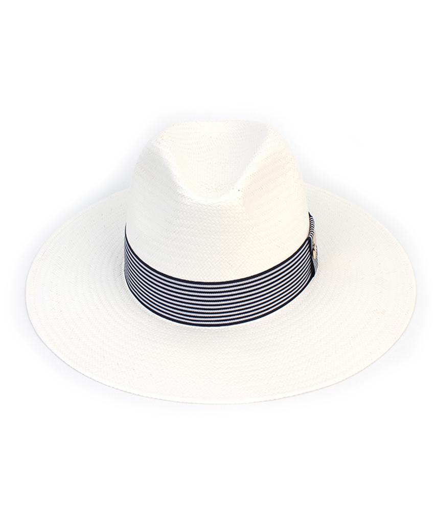 Yunibeosyeolkemiseuteuli Stripe Line White Long Fedora Panama Hat