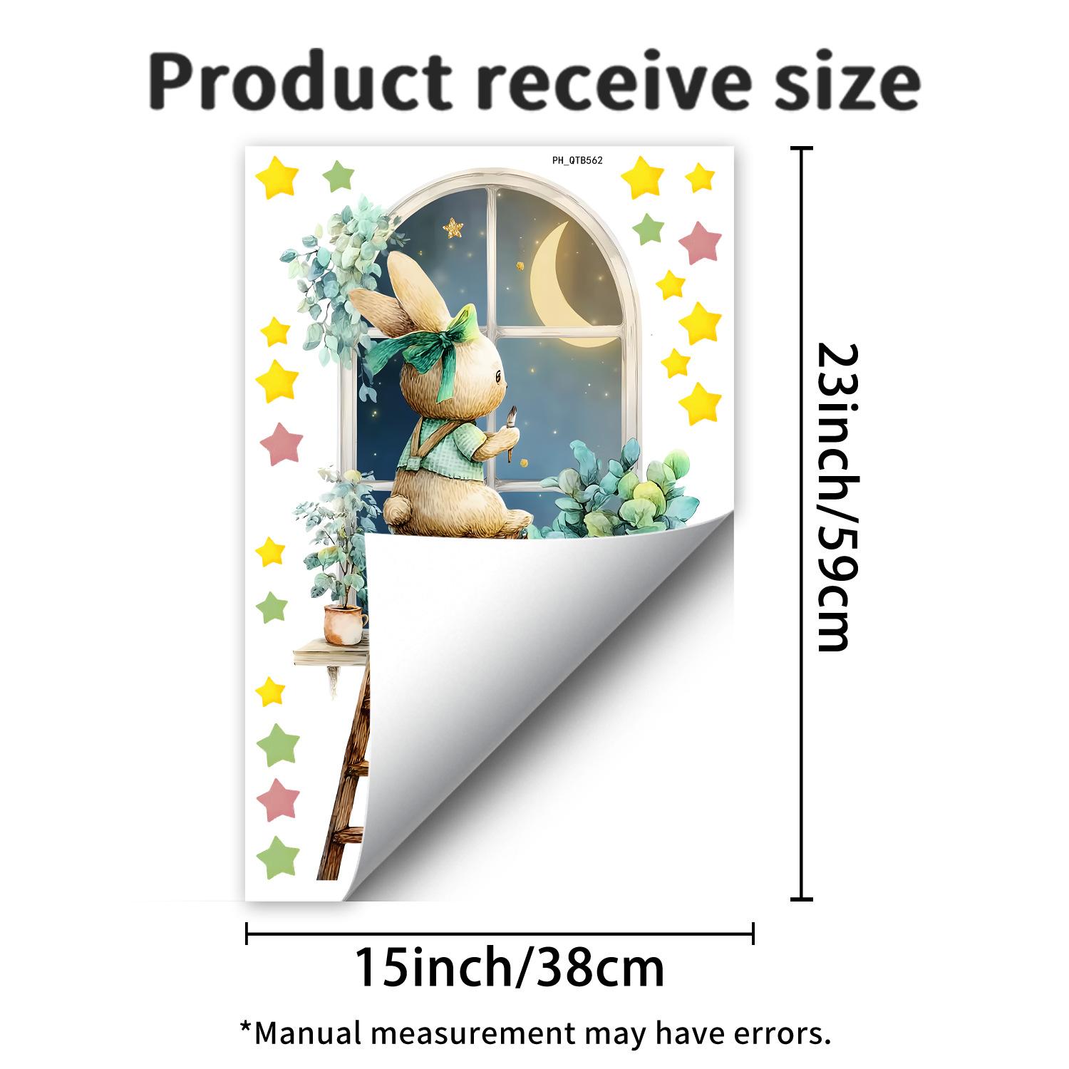 

Cartoon Rabbit Ladder Stars Wall Sticker Cozy Healing Kids Room Bedroom Self-Adhesive Removable Home Decor Art 38x59cm разноцветный