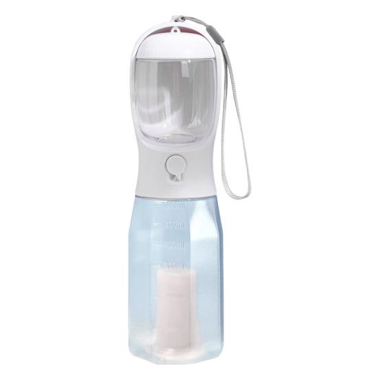 Wasserflasche für Hunde mit Futterspender, Kotbeutelspender, spülmaschinenfest, 600 ml, Wasserspender für Welpen