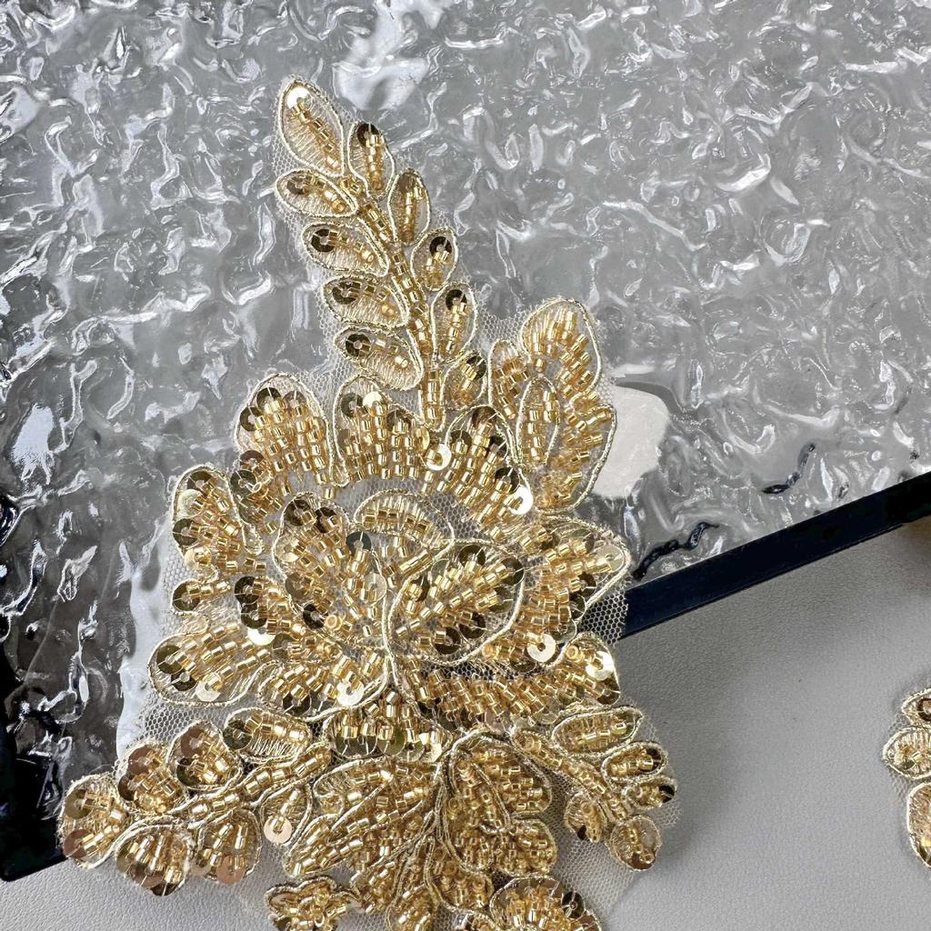 Gold Handmade Beads, Car Bone Line, Flower Clothing, Dress, Performance Clothing, Decorative Accessories, Cloth Stickers, Accessories