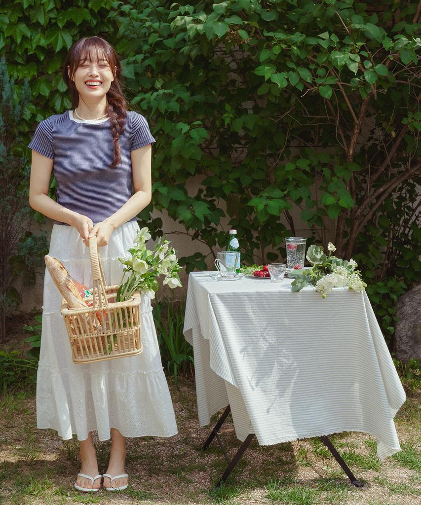 VEM.VER Bunny Half Sleeve Striped T-Shirt_Navy