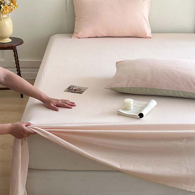 Japanese Thin Striped Washed Cotton Thick Bed Sheet, Bedding Set for Student Single Dormitory
