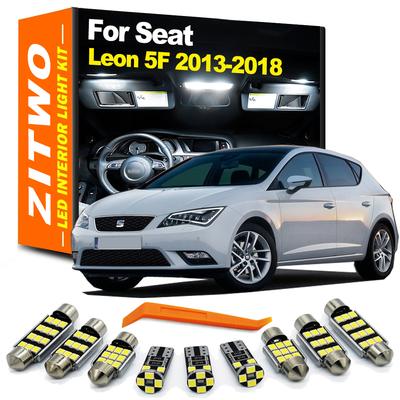 ZITWO 14Pcs Complete LED Interior Reading Foot Light Kit For Leon 3 MK3 5F 2013 2014 2015 2016 2017 2018 Vanity Mirror Bulb