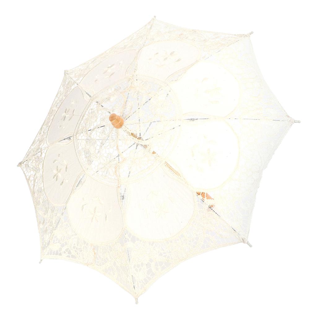 Lace Umbrella Parasol Vintage Wedding Bridal Umbrella for Photo Costume Party SuppliesS White