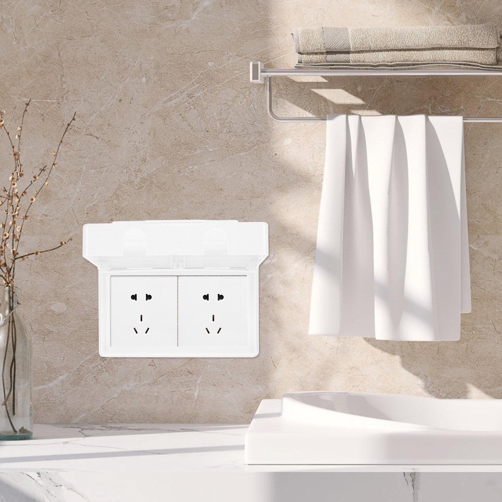 Waterproof Socket Cover for Outdoor Use Adhesive Mounting Electrical Outlet Box Cover Protection for Multiple Appliances bianco