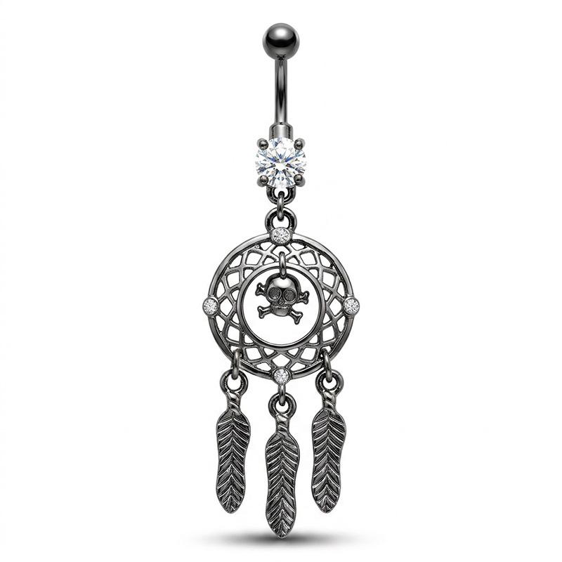 Stainless Steel Dangle Belly Button Rings Cat Sun Skull Navel Piercing Jewelry Women Trendy Cz Crystal Ombligo Body Piercing
