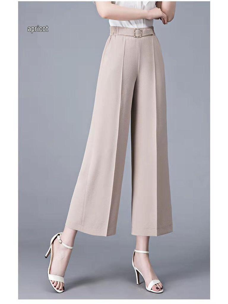 High-Waisted Wide-Leg Summer Pants for Women - Casual, Loose Fit with Elastic Waist