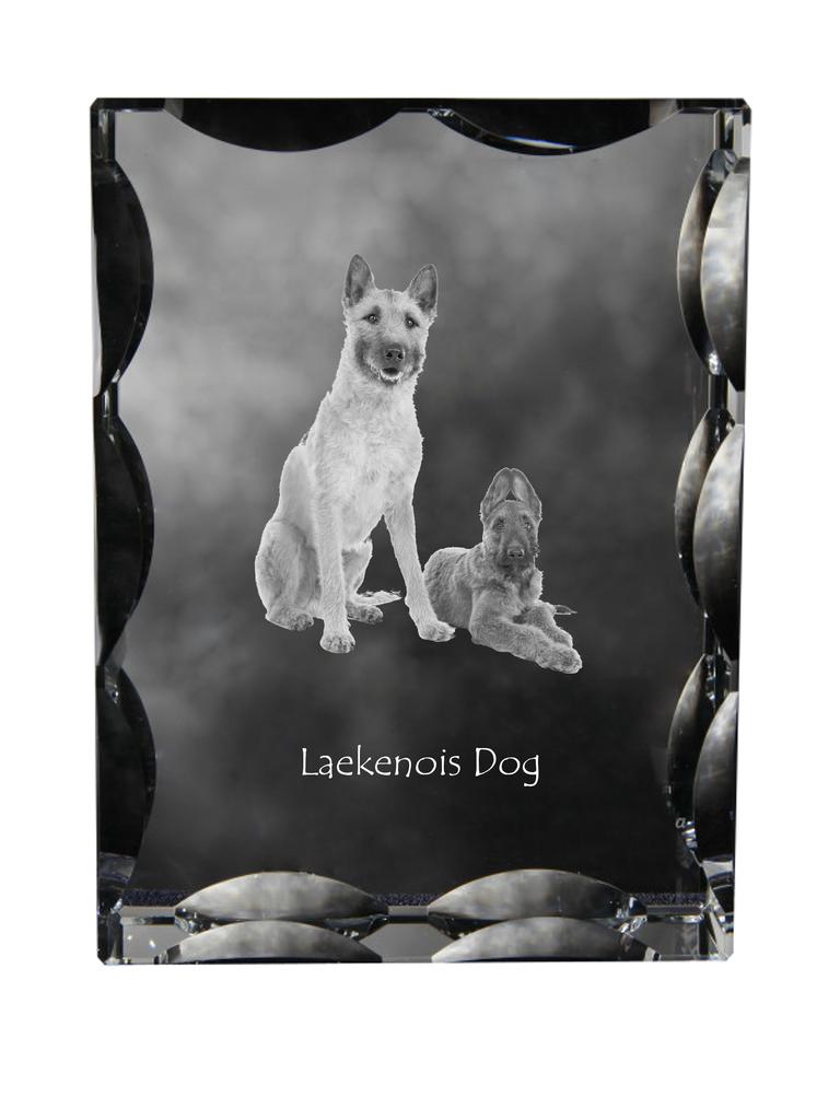 Laekenois Belgian Shepherd Dog - Crystal with a Picture of a Dog, Glass Statuette with a Picture, Unique Frame with a Picture from Art-Dog Brand