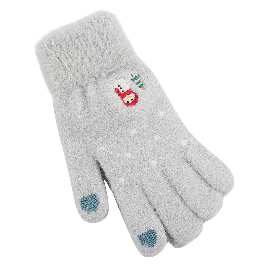 Winter Women Adult Plus Velvet Thickening Cute Finger Gloves