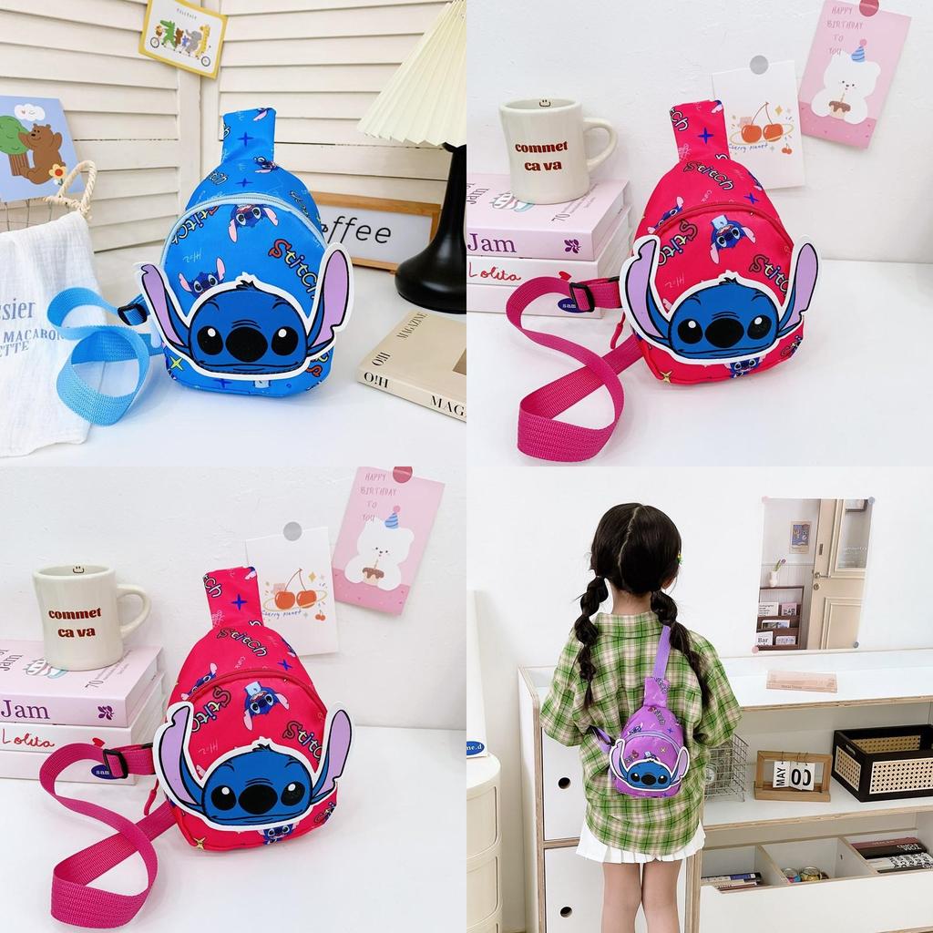 Lilo Stitch Cartoon Kids Chest Bag With Polyester Material For Daily School Use