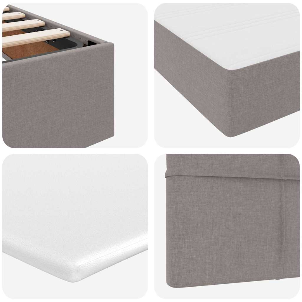 LED Storage Bed with Mattress Taupe 100 x 200 cm Fabric