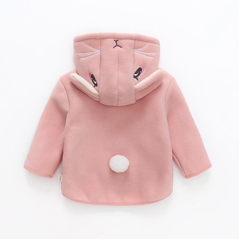 Winter Baby Boys Fleece Hooded Jackets for Kids Cartoon Dinosuar Coats Autumn Girls Plus Velvet Zipper Outerwear Jacket