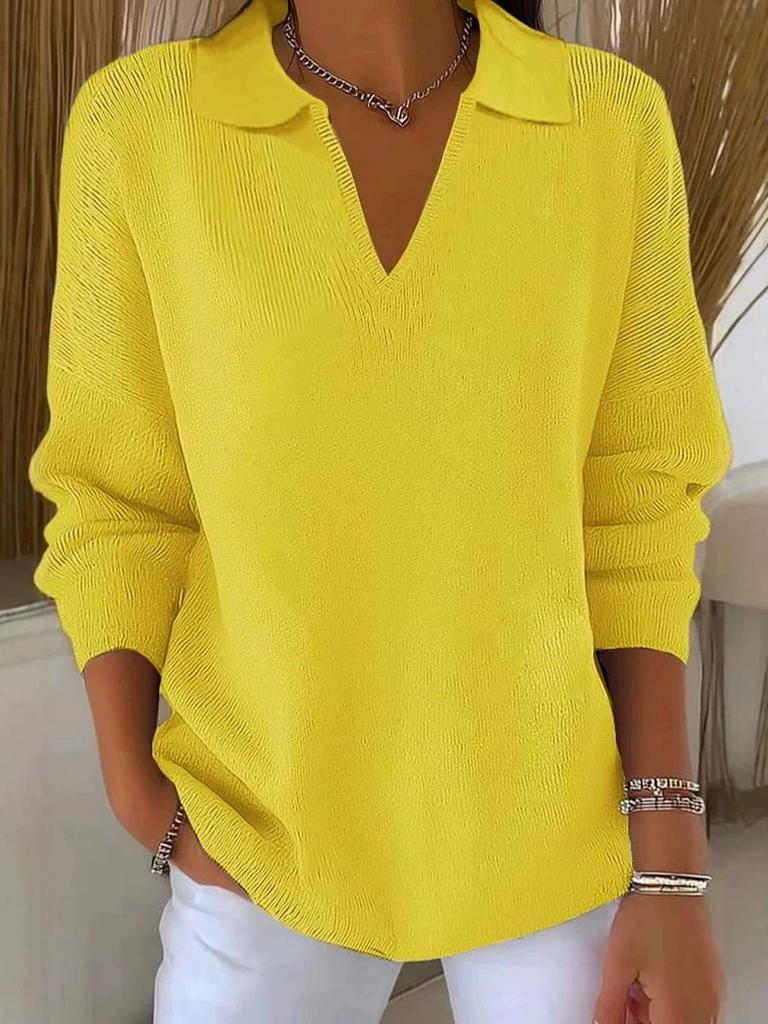2026 Korean Retro Playful Slimming Lapel Knit Sweater - Versatile & Stylish