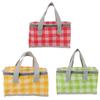 Insulated Picnic Bag Reusable Foldable Beach Cooler Bag Plaid Insulated Grocery Bag for Hot Cold Foo