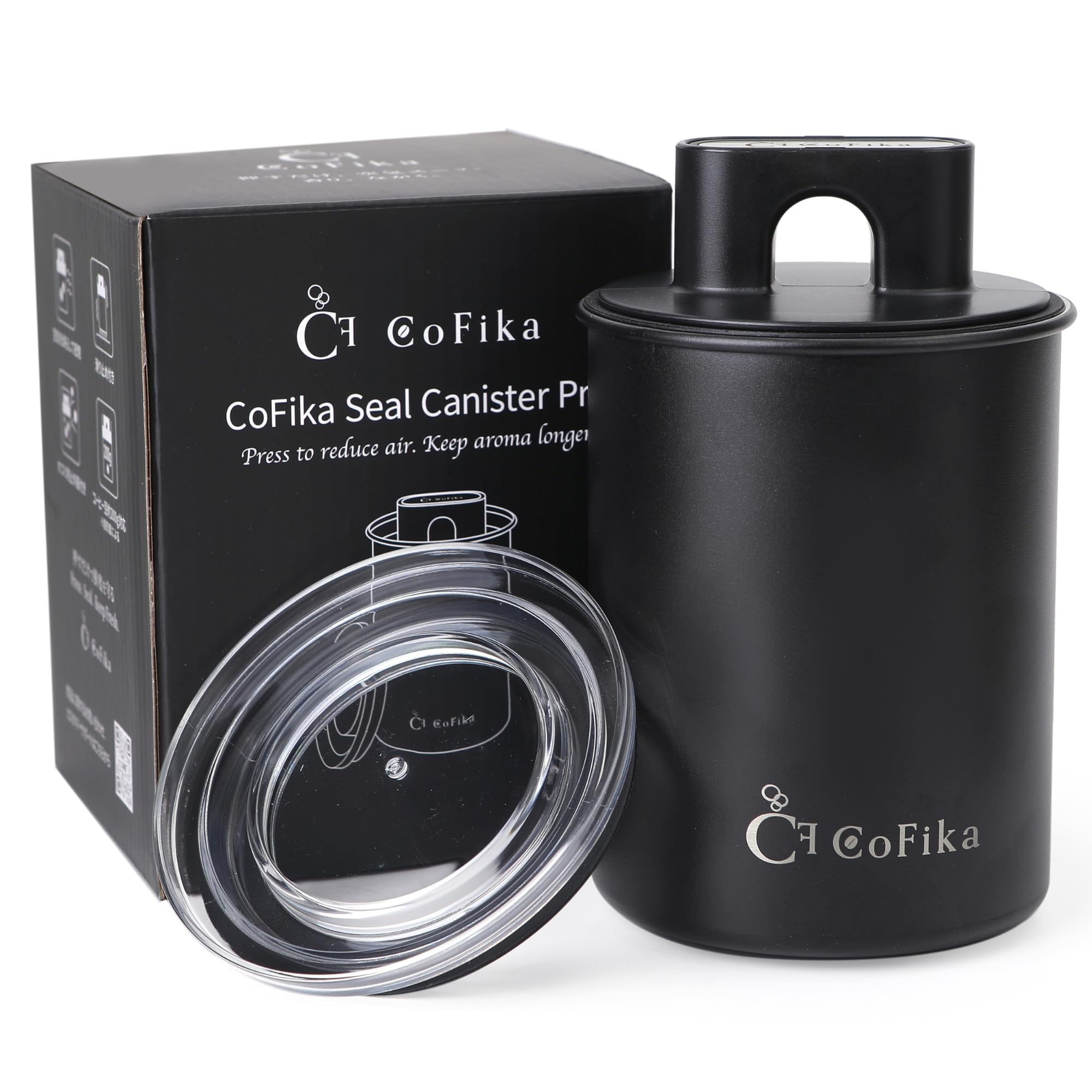

CoFika Coffee Canister, Airtight, Adjustable Oxidation Prevention, Stainless Steel, Light-Blocking, Dishwasher Safe, with Fine Powder Filter (750ml (a
