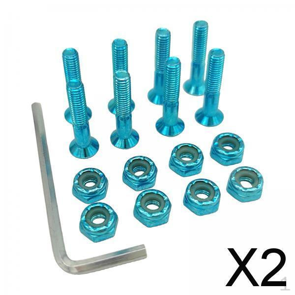 2x Skateboard Hardware 8PCS Bolts Set And Skate Tools Portable Accessory with L Allen