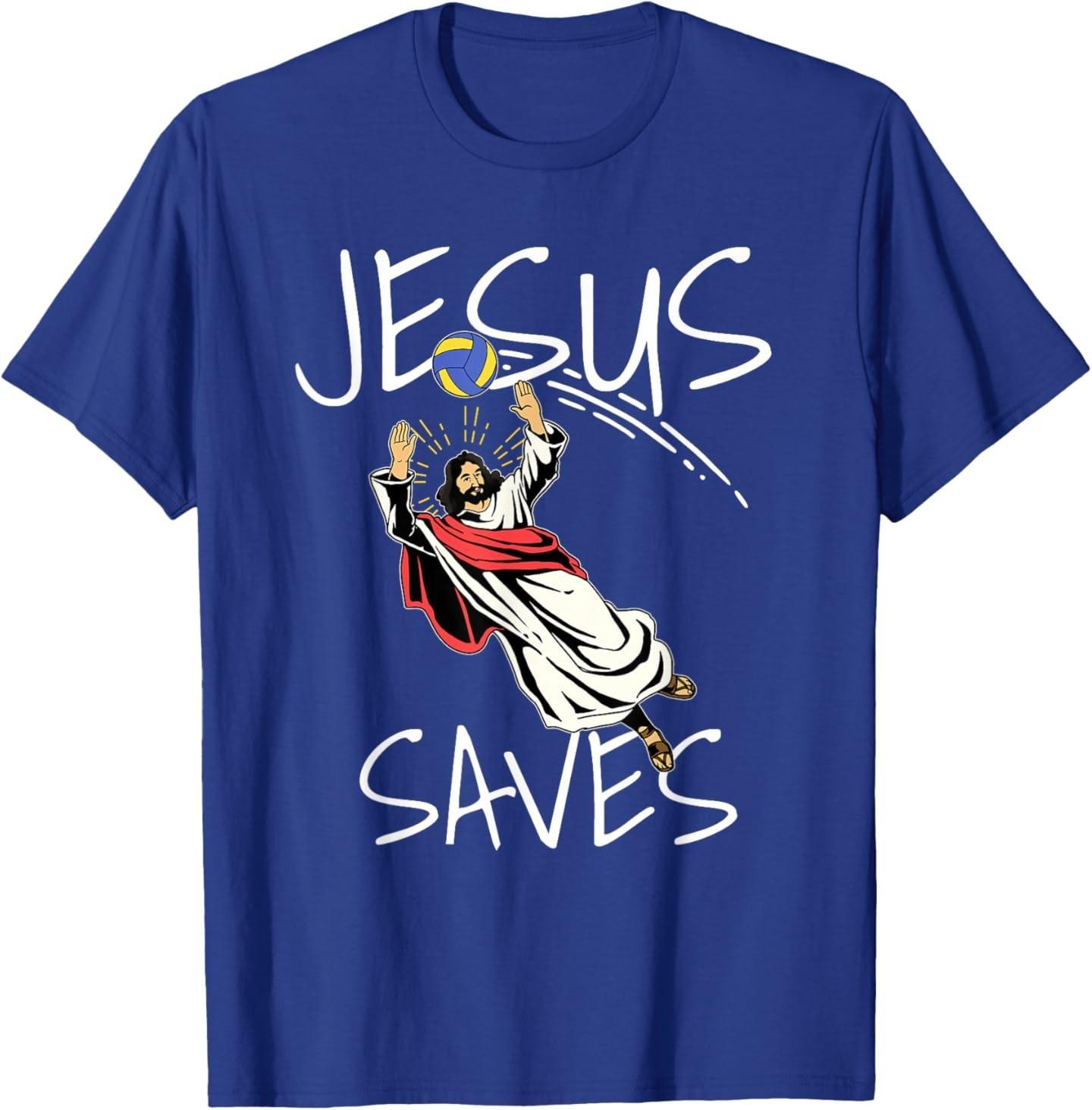 Funny Jesus Saves Volleyball Gift Volleyball Team T-Shirt S разноцветный