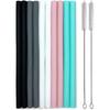 Silicone Straws Set of 10 Straight Smoothies Straws Large Silicon Reble Drinking Straws with Cleaning Brushes Extra Long for 20oz and 30oz Tumbler -