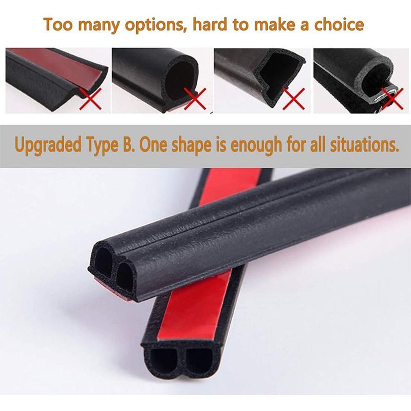 5/8 Meters Car Door Seal Strips Sticker B Shape Rubber Car Edge Noise Windproof Protection Front Auto Seals Strip Accessories