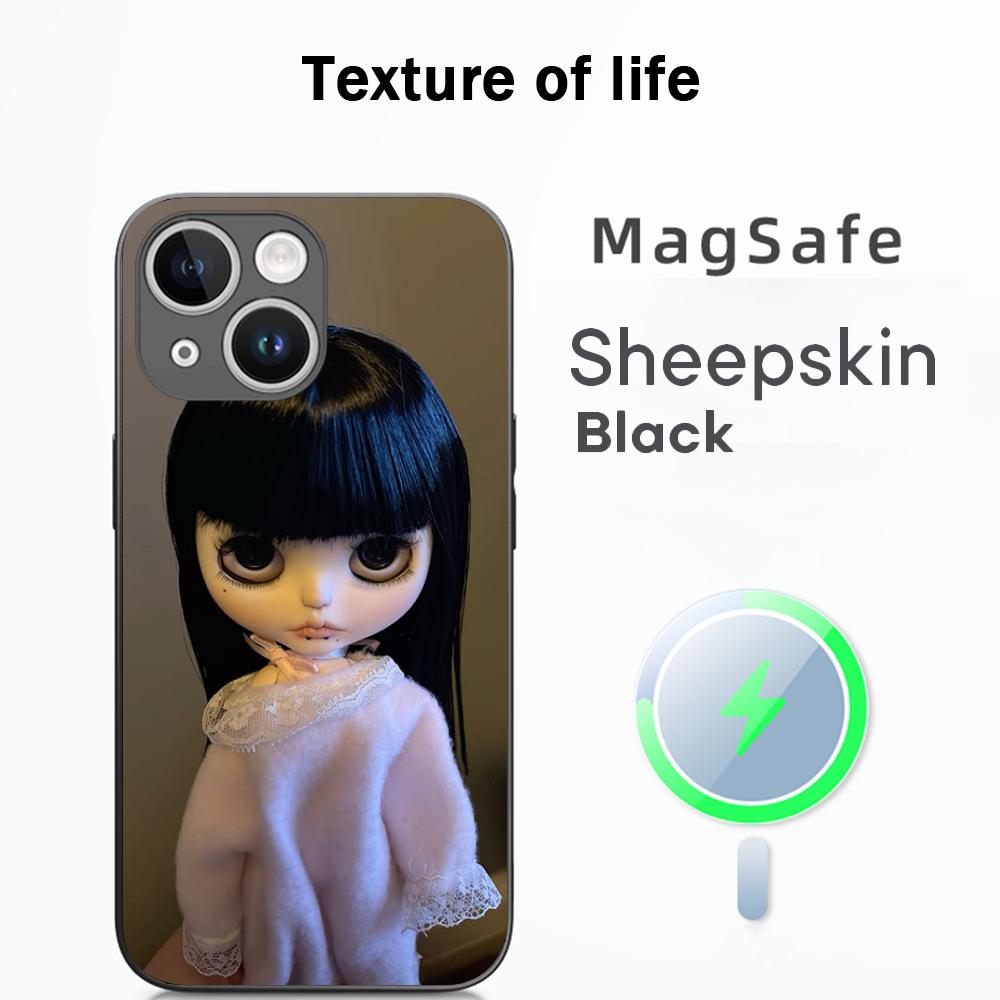 Blythe Cute doll fashion pattern design Phone Case For iPhone 17 16 15 14 13 12 Plus Pro Max  High-end Luxury Magsafe Sheepskin