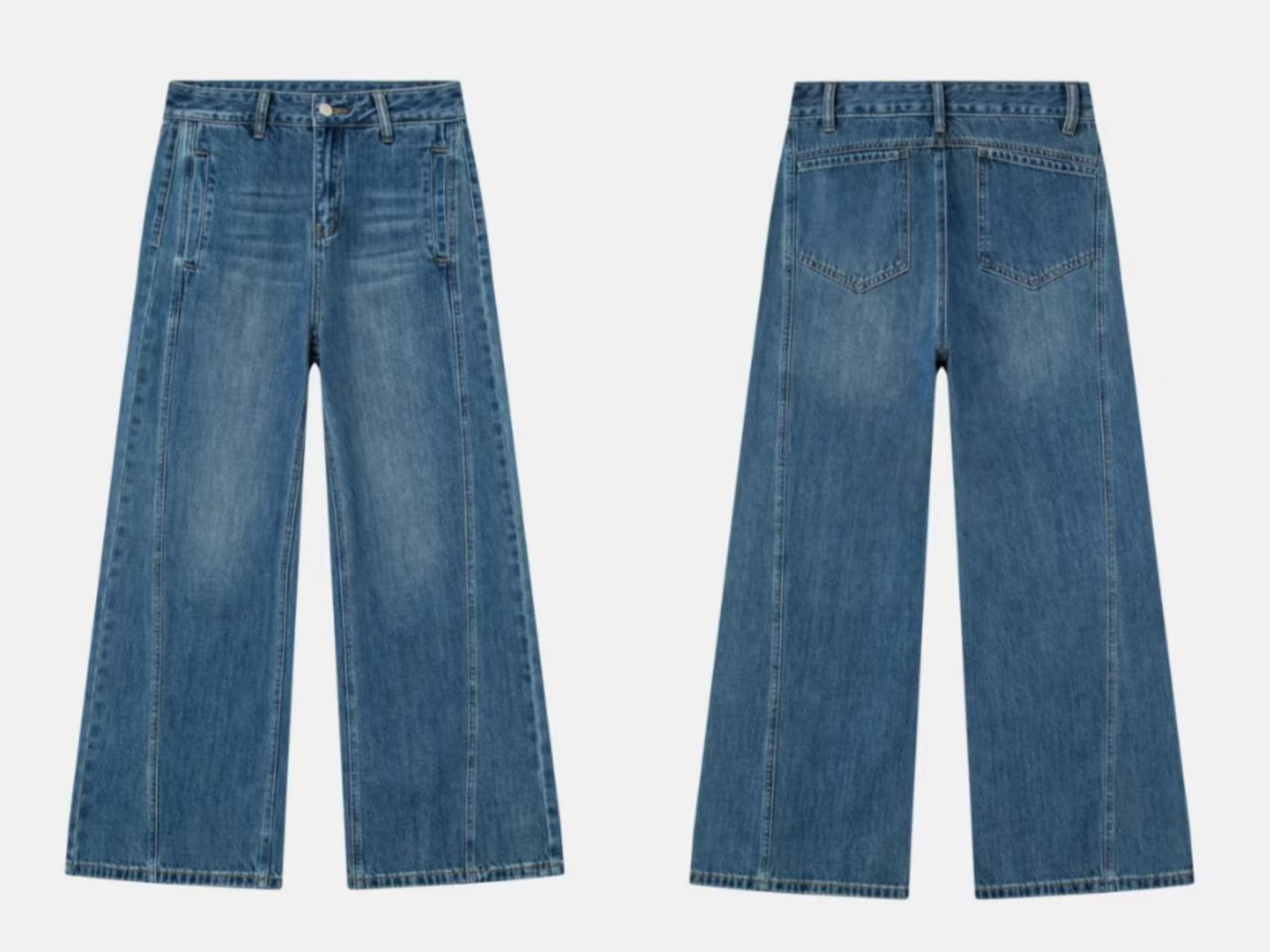 Women s High Waist Wide Leg Pants Loose Fit Vintage Denim Jeans Casual Straight Leg Jeans S