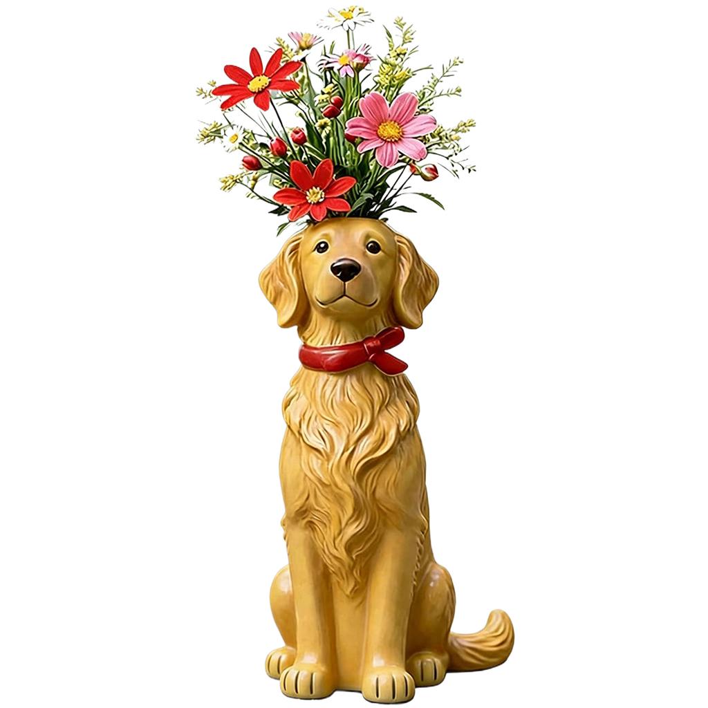 Jarrón para Perros Original Hecho a Mano Moderno Lindo Jarrón de Flores con Forma de Perro Adorno Creativo para Sala de Estar Oficina Estudio Decoración del Hogar