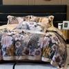 Egyptian Cotton Bedding Set Gorgeous Floral Flat Bed Sheet Set Pillowcases Skin-Friendly Queen King Size Bed Linen Set Luxury