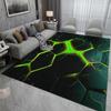 Living Room Area Rug Geometric Technology Neon Hexagon Rug , Green Washable Rug ,  Non-Slip Area Rugs for Bedroom Dining