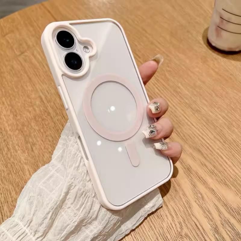 Applicable To IPhone17 Magnetic Transparent Mobile Phone Case Apple 16proMax Official Macaron 15 Fall Protection Case