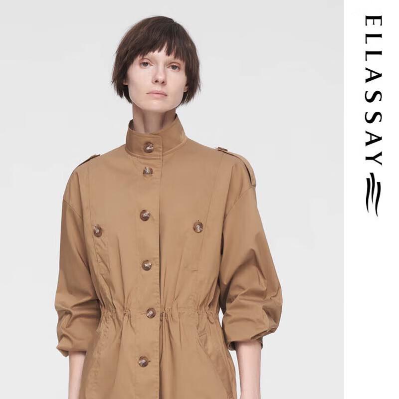 ELLASSAY Women s Stand-Collar Workwear Trench Coat L