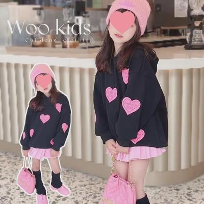 Trendy Koreaanse Herfstoutfit: Hooded Love Sweatshirt & Rok Set voor Meisjes