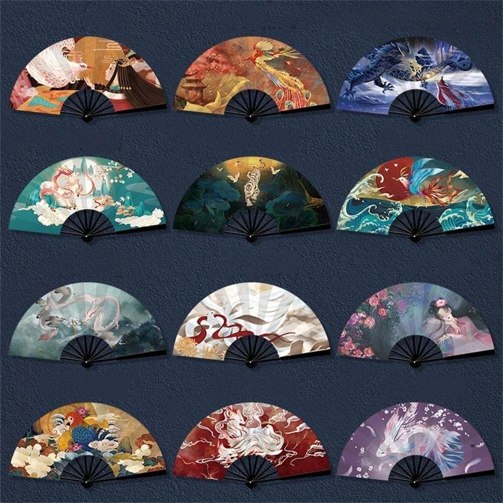 Bamboo Chinese Style Folding Fan Thickened Vintage Silk Folding Fan  Hanfu