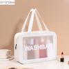 1pc Black Transparent Portable Women Travel Wash Bag Waterproof Makeup Storage Pouch Large Capacity Cosmetic Organizer
