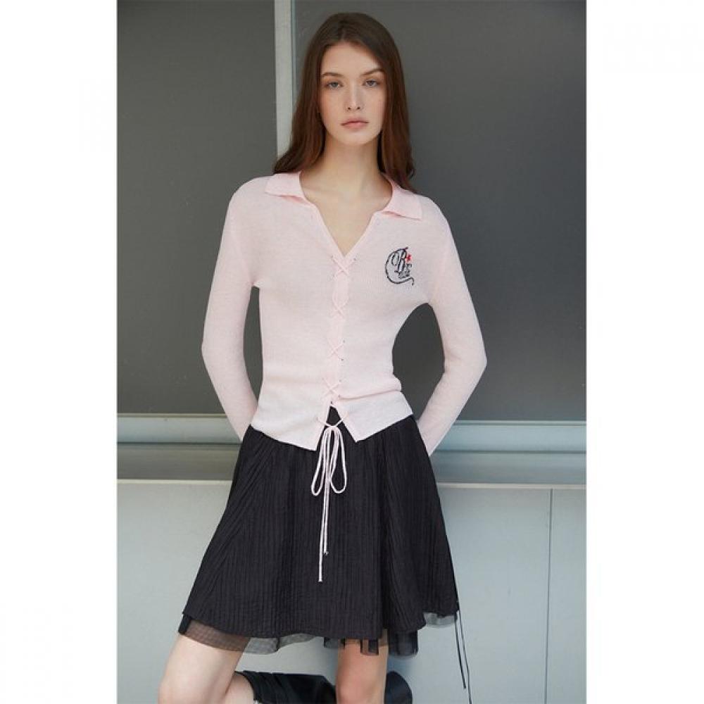 Egoist Lace Up Detail Collar Knit Cardigan  Es2kl361 