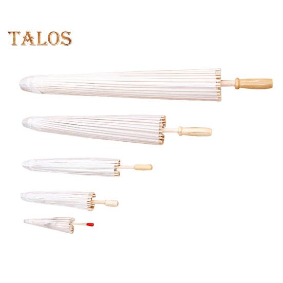 2Pcs White Paper Umbrella Chinese Style DIY Crafts Decorative Oil-paper Painting Umbrella Wooden Handle Oriental Parasol Party Favors
